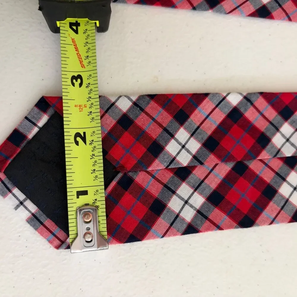 The Children's Place Neck Tie Boy's 8-16 Red Black Plaid Checkered NWT